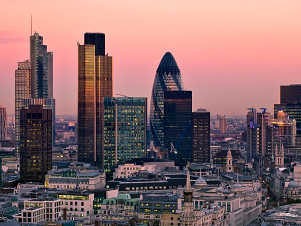 City of London at sunset finance financial services banking_crop